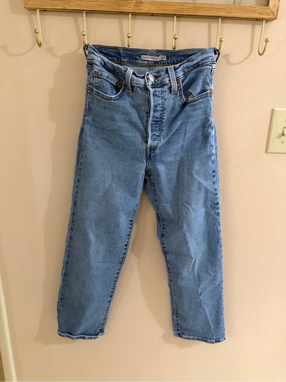 Levi's Light Blue High-Rise Straight Jeans